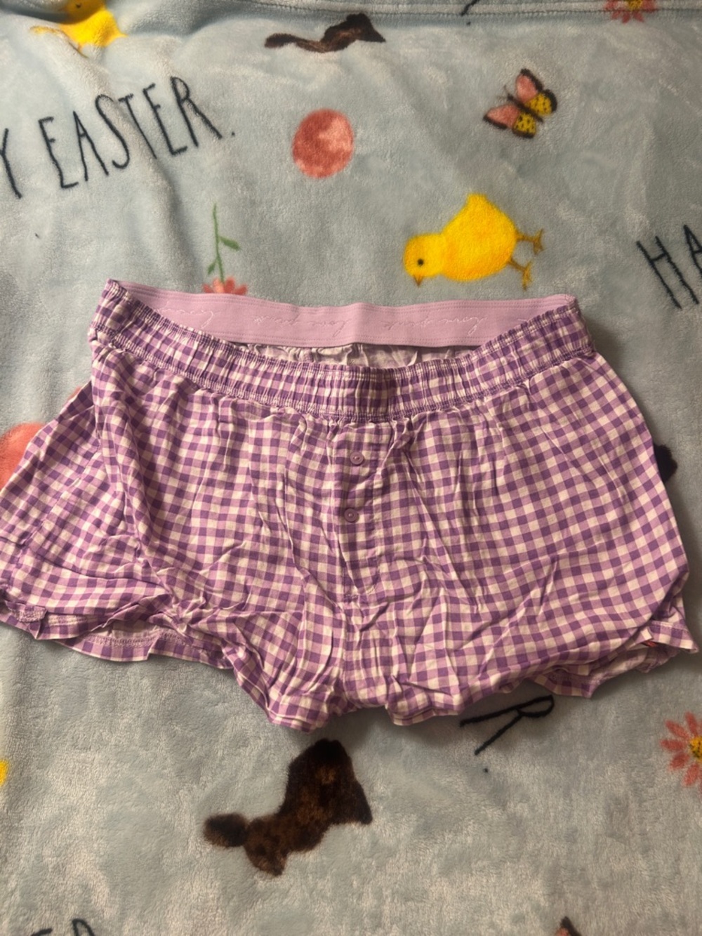 PINK Victoria's Secret Lavender Gingham Boxer Shorts